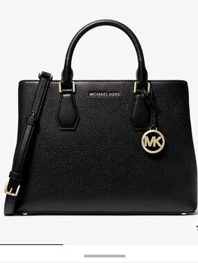 Michael Kors Black Camille Pebbled Leather Satchel